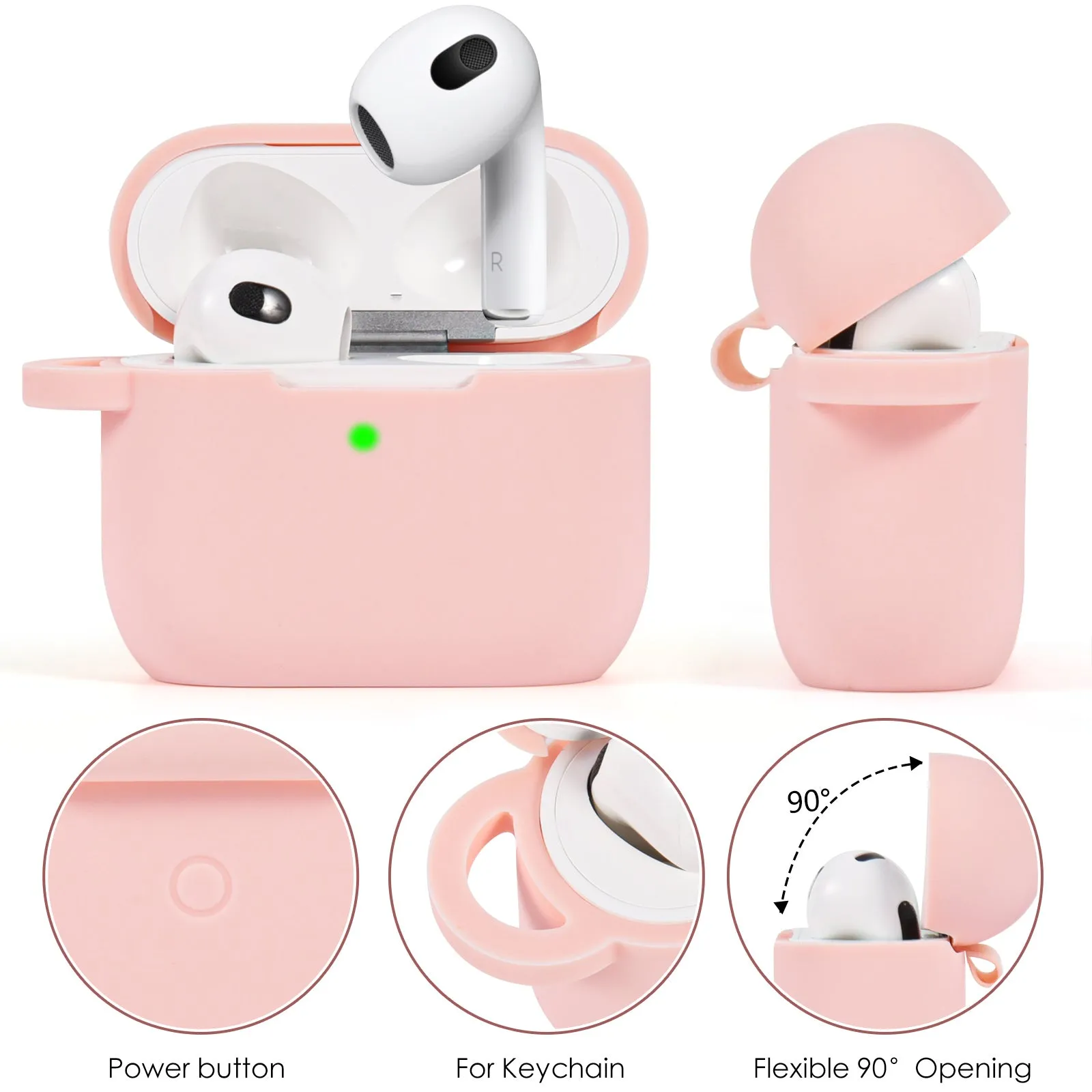 Silicone Case for Apple Airpod 3 Generation 3rd with Love Charm Keychain