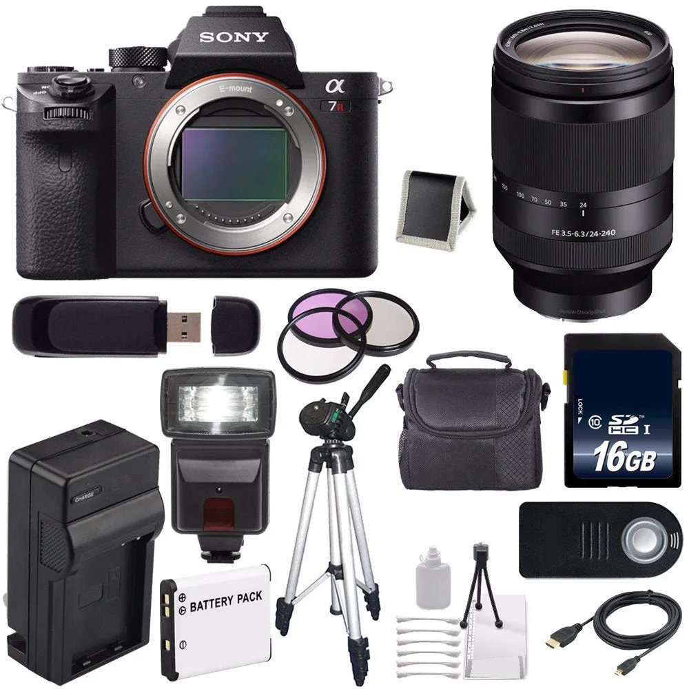 Sony Alpha a7R II Mirrorless Digital Camera (International Model)   Sony FE 24-240mm f/3.5-6.3 OSS Lens   72mm 3 Piece Outdoor Bundle