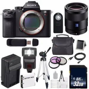 Sony Alpha a7R II Mirrorless Digital Camera (International Model)   Sony Sonnar T FE 55mm f/1.8 ZA Lens   49mm 3 Piece Starter Bundle