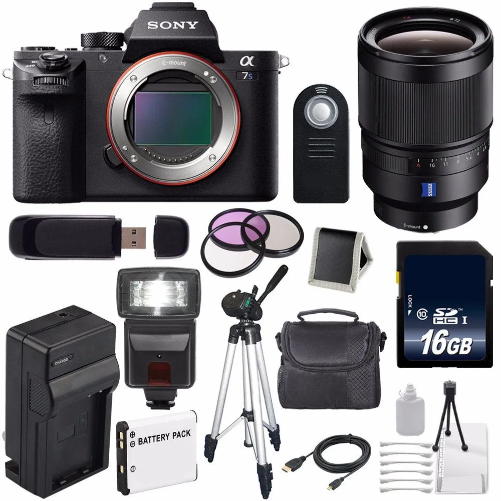 Sony Alpha a7S II a7S Mark II a7SII ILCE7SM2/B Mirrorless Digital Camera (International Model)   Sony Distagon T FE 35mm Lens Base Bundle