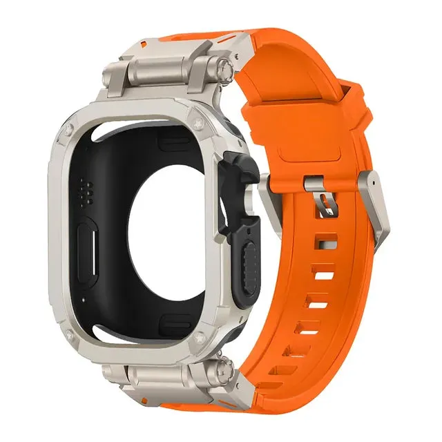 Strap Case for Apple Watch Band Ultra 2 49mm 44mm 45mm TPU Protector Case Cover Silicone Bracelet for IWatch Series 9 8 7 6 5 4