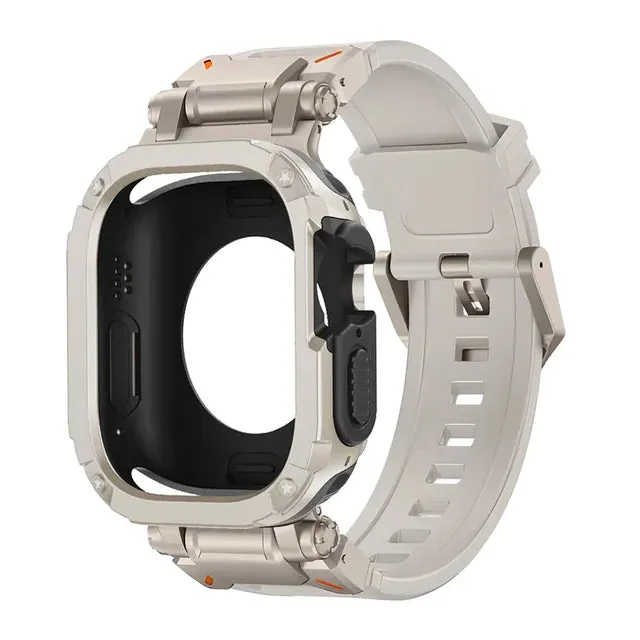 Strap Case for Apple Watch Band Ultra 2 49mm 44mm 45mm TPU Protector Case Cover Silicone Bracelet for IWatch Series 9 8 7 6 5 4