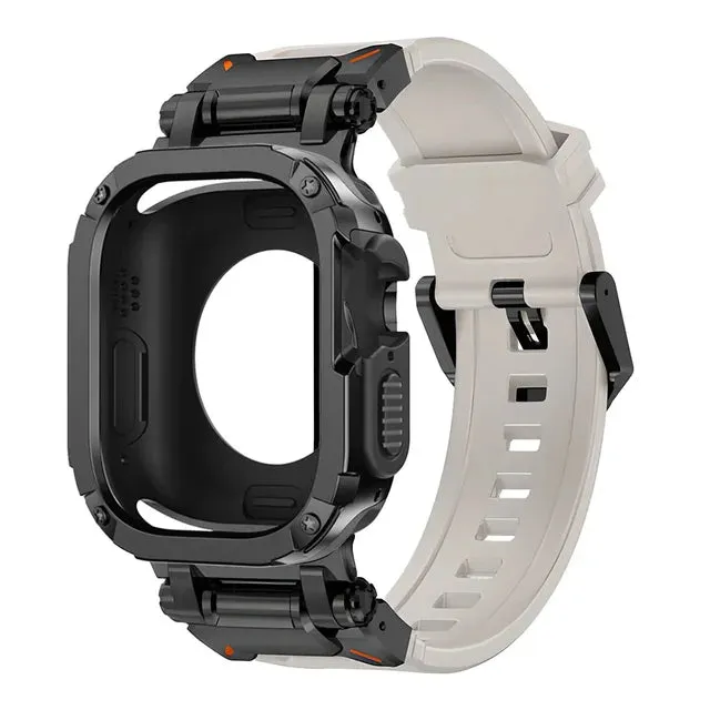 Strap Case for Apple Watch Band Ultra 2 49mm 44mm 45mm TPU Protector Case Cover Silicone Bracelet for IWatch Series 9 8 7 6 5 4