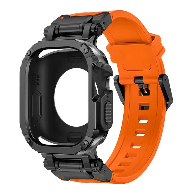 Strap Case for Apple Watch Band Ultra 2 49mm 44mm 45mm TPU Protector Case Cover Silicone Bracelet for IWatch Series 9 8 7 6 5 4