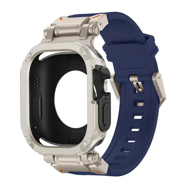 Strap Case for Apple Watch Band Ultra 2 49mm 44mm 45mm TPU Protector Case Cover Silicone Bracelet for IWatch Series 9 8 7 6 5 4