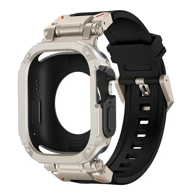 Strap Case for Apple Watch Band Ultra 2 49mm 44mm 45mm TPU Protector Case Cover Silicone Bracelet for IWatch Series 9 8 7 6 5 4