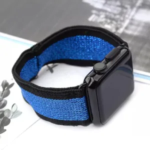 Stretchable Elastic Shimmering Blue Print Band For Apple Watch