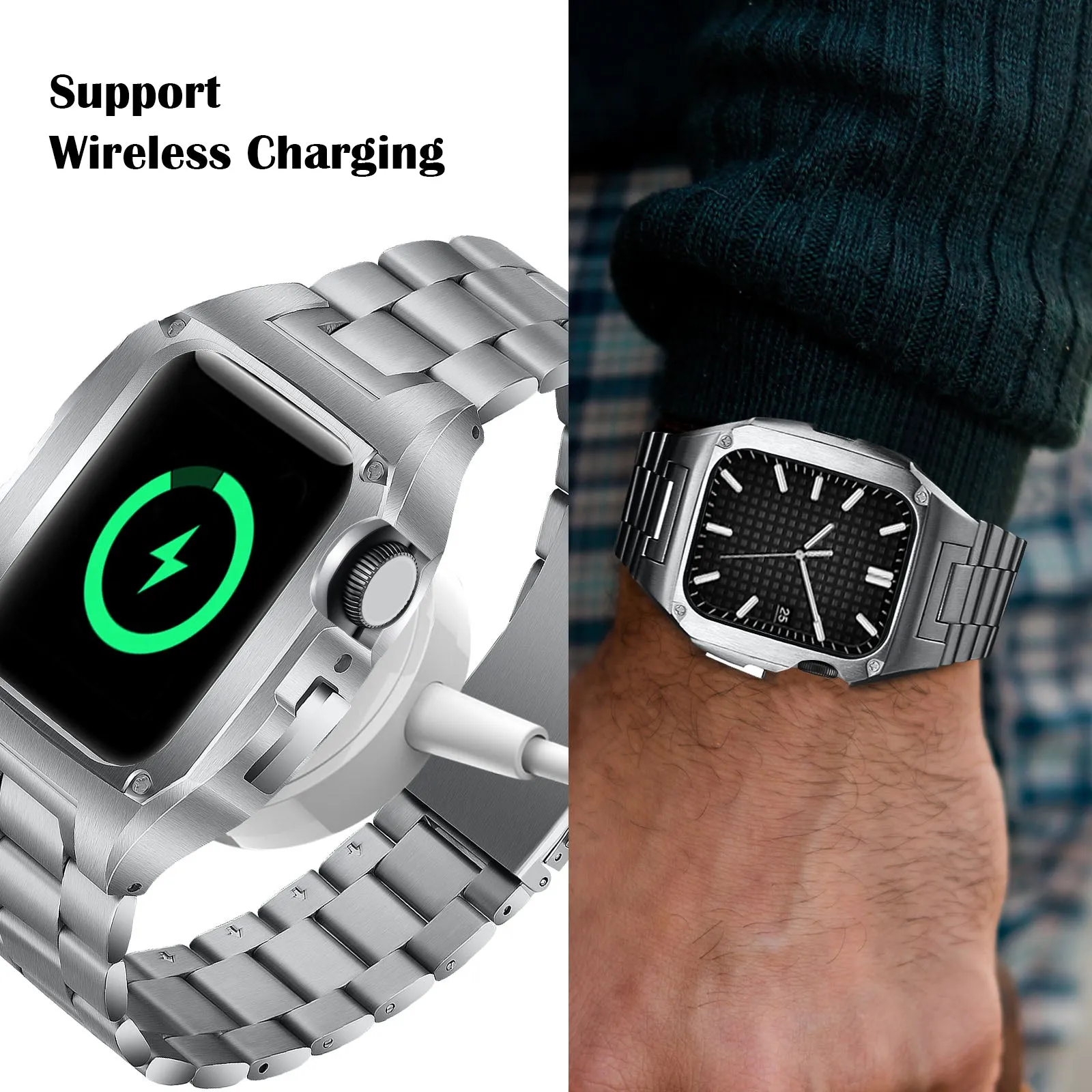 Uni-body wearable metal band for apple watch 45mm and 49mm