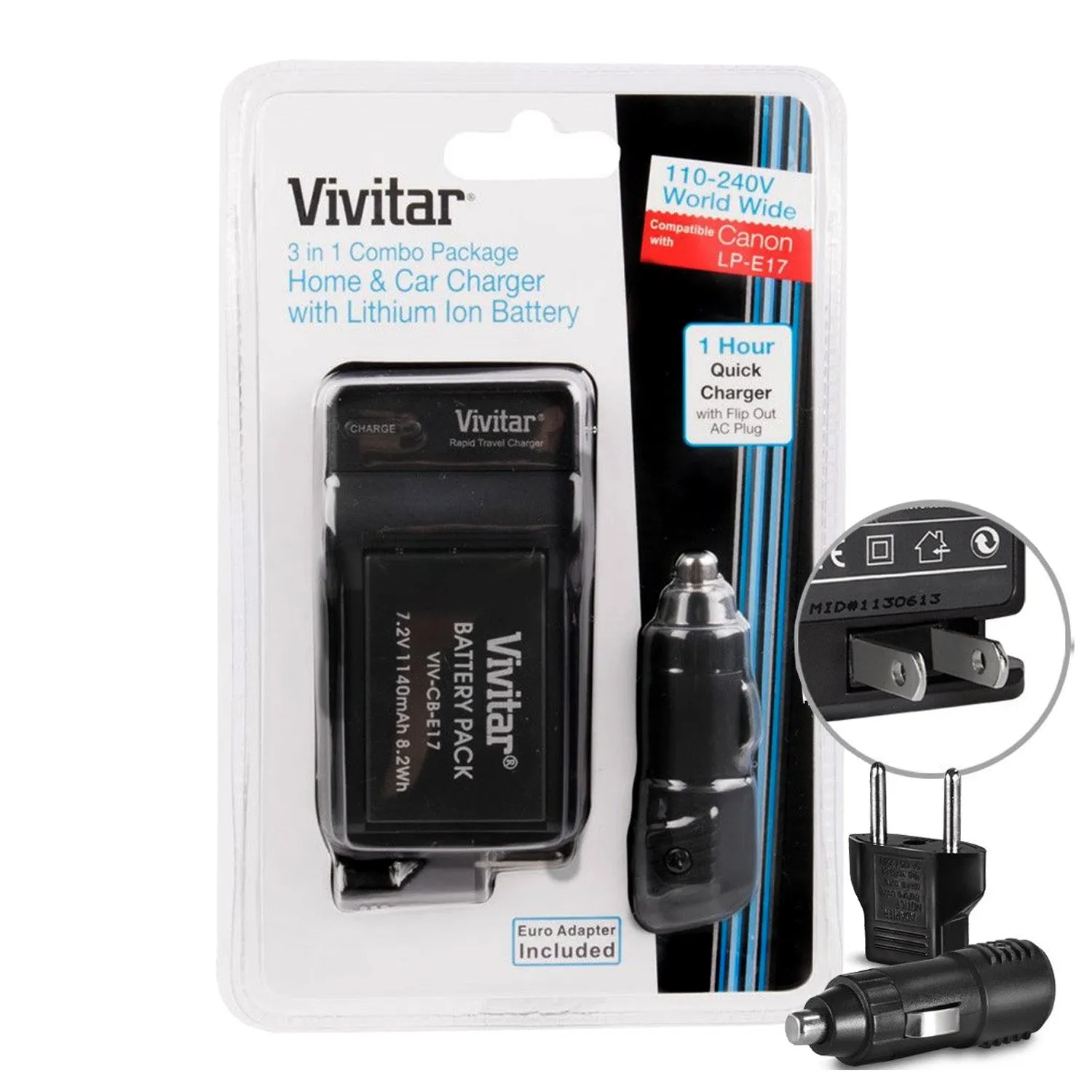 Vivitar LP E17 Replacement Battery and Charger Kit for LP E17 Battery Pack and LC E17 Charger for Canon EOS Rebel Digital Cameras