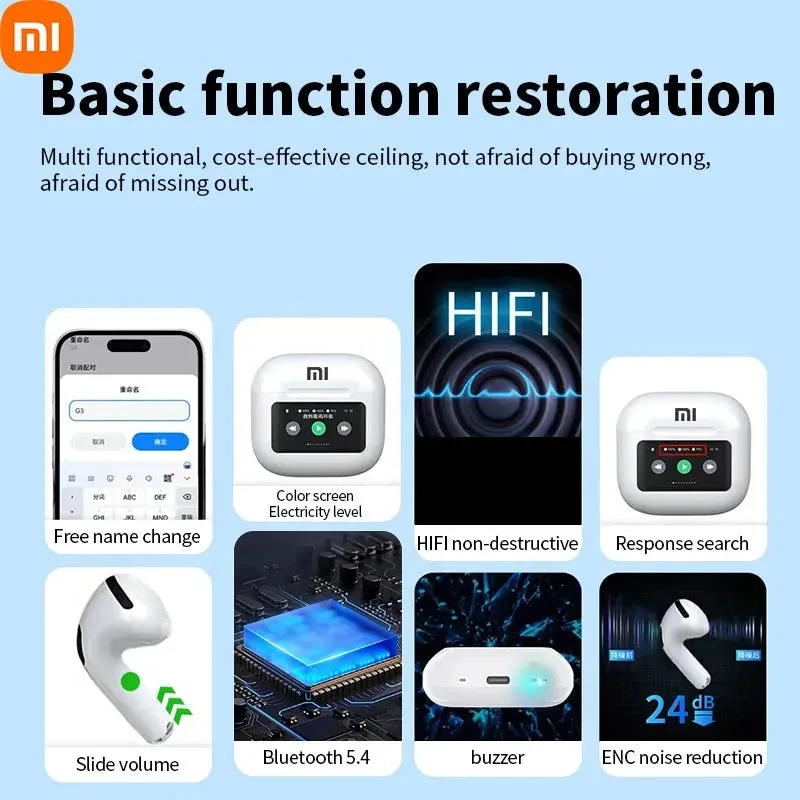 Xiaomi A10 Pro ENC TWS Wireless Earphones Bluetooth5.4 Touch Screen Headphones Noise Cancelling Earbuds With Mic For Android iOS